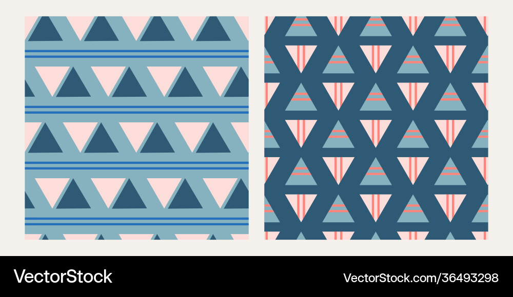 Set seamless geometric pattern with triangle vector image