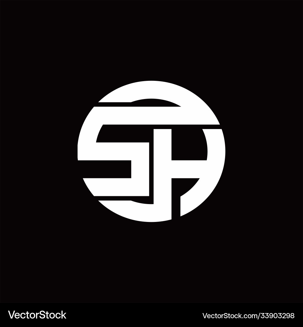 Sh logo monogram with rounded line swipe design Sh logo monogram with rounded line swipe design vector image