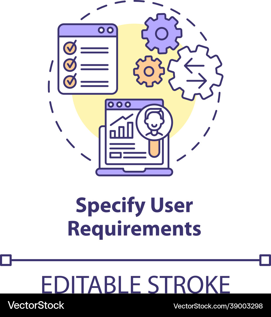 Specify user requirements concept icon Specify user requirements concept icon Vector Image