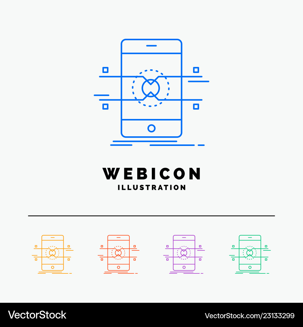 Api interface mobile phone smartphone 5 color Vector Image