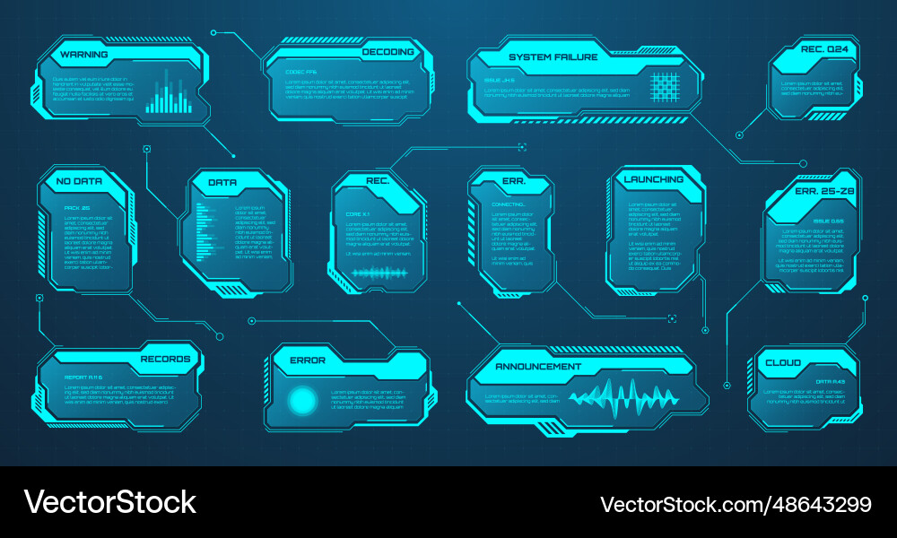 Blue futuristic hud or ui elements sci-fi user vector image