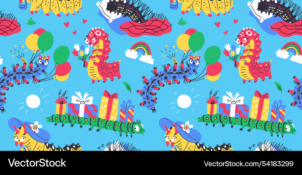 Cartoon bright seamless pattern Royalty Free Vector Image