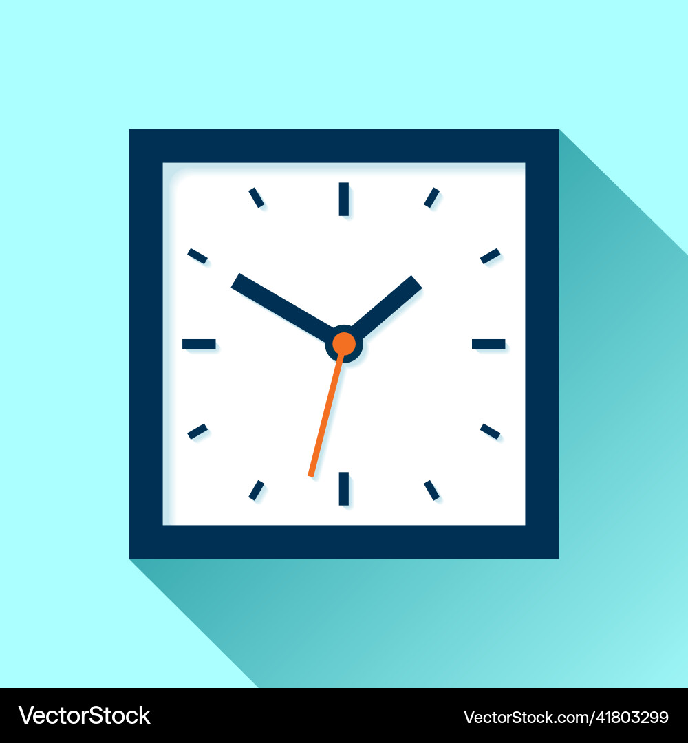 Clock icon in flat style square timer Clock icon in flat style square timer Vector Image