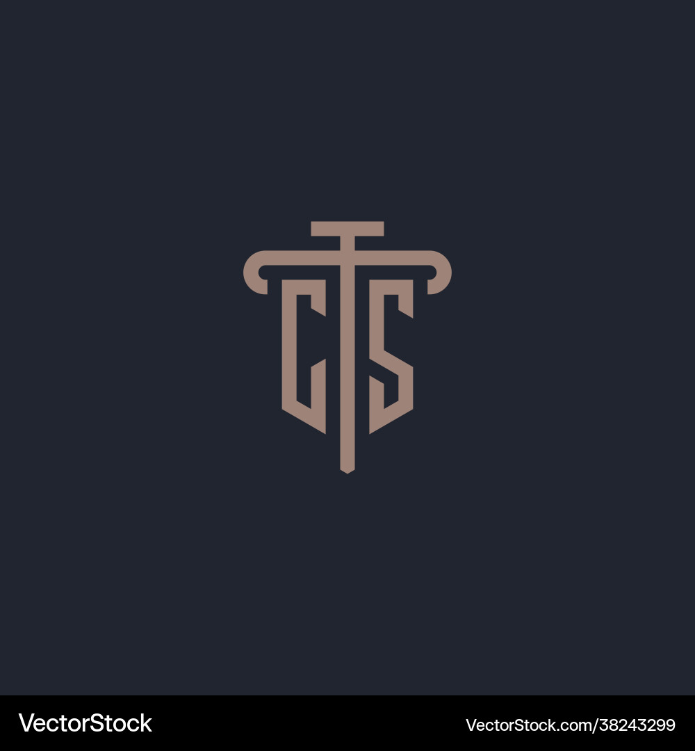 Cs initial logo monogram with pillar icon design Cs initial logo monogram with pillar icon design vector image