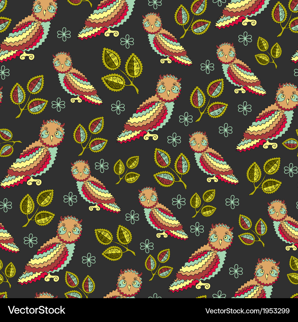 Dark Owl Pattern - Seamless vector image