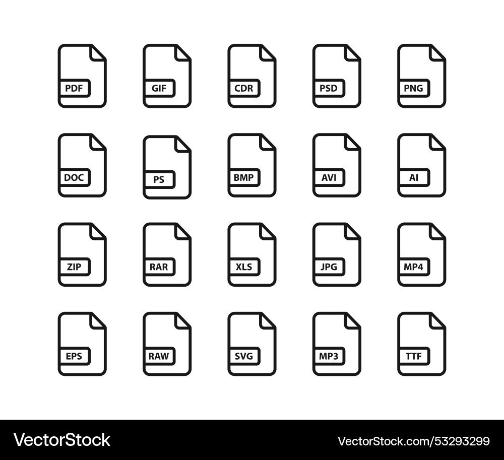 File format icon set or type Vector Image