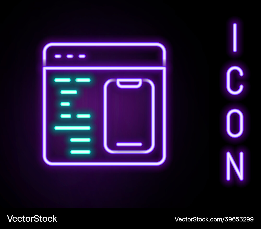 Glowing neon line software web developer Vector Image