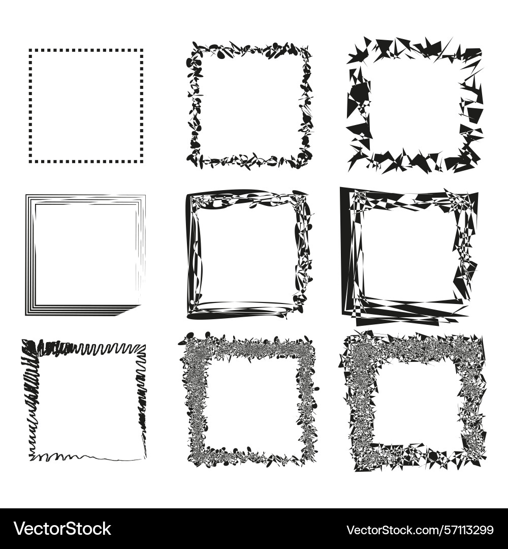 Grunge square frames distressed border elements Grunge square frames distressed border elements Vector Image