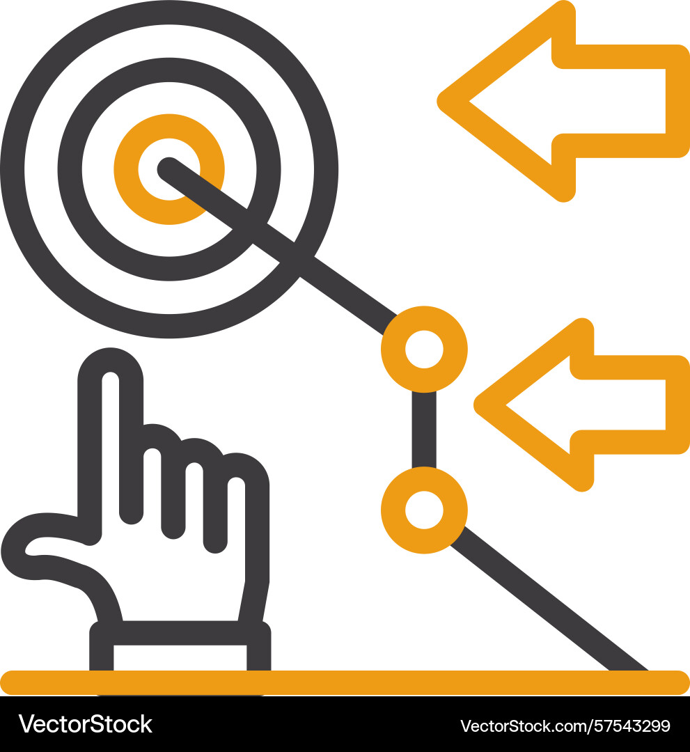 Hand with a target for goal setting two color icon Vector Image