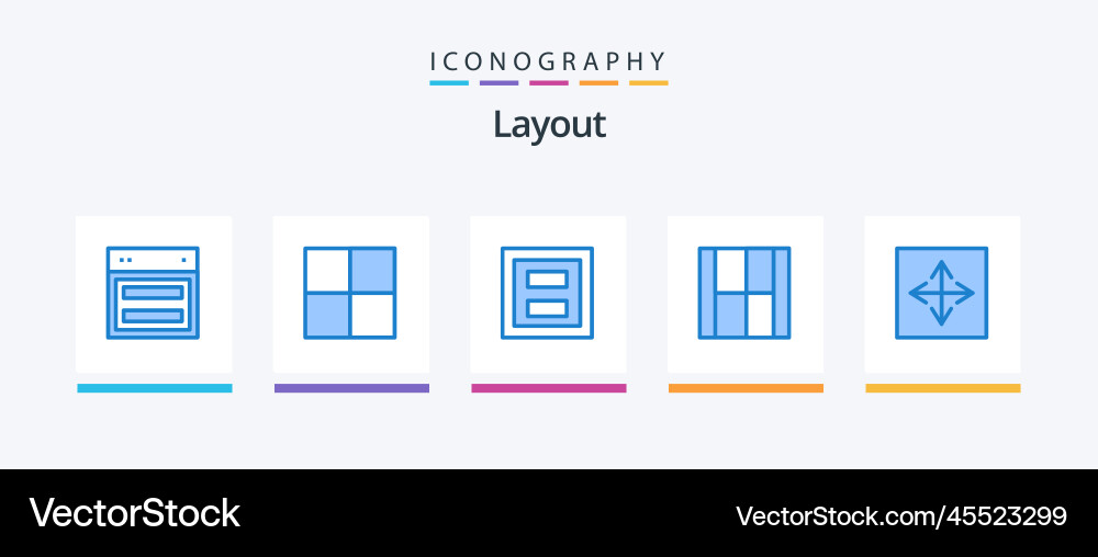 Layout blue 5 icon pack including angular frame Vector Image