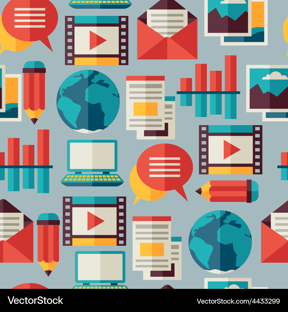 Media and communication seamless pattern with blog vector image