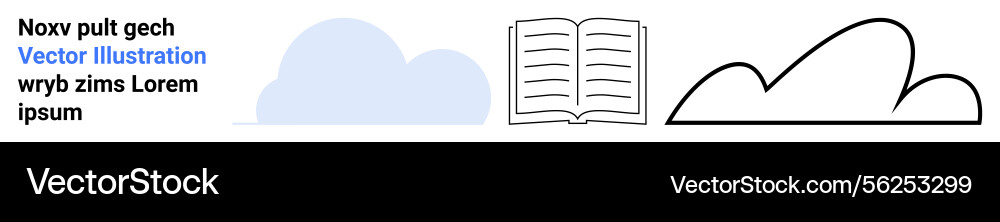 Open book with abstract cloud shapes representing Open book with abstract cloud shapes representing vector image