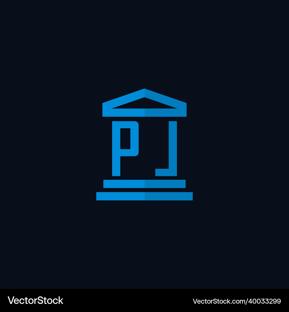 Pl initial logo monogram with simple courthouse Vector Image