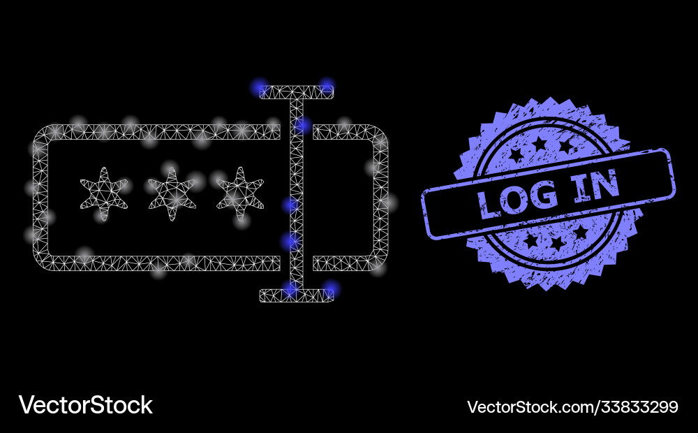 Rubber log in stamp seal and bright web net Rubber log in stamp seal and bright web net vector image