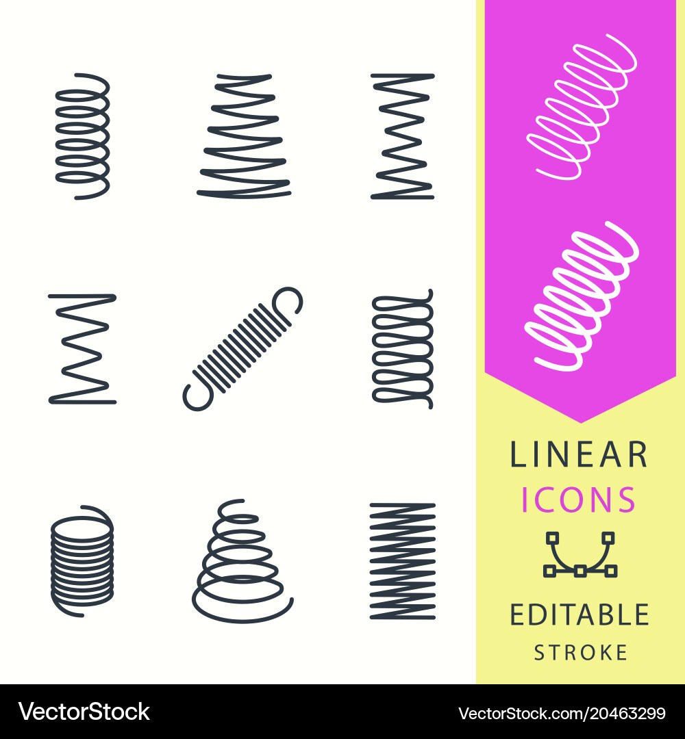 Spring Icon Set - Editable Stroke Vector Image
