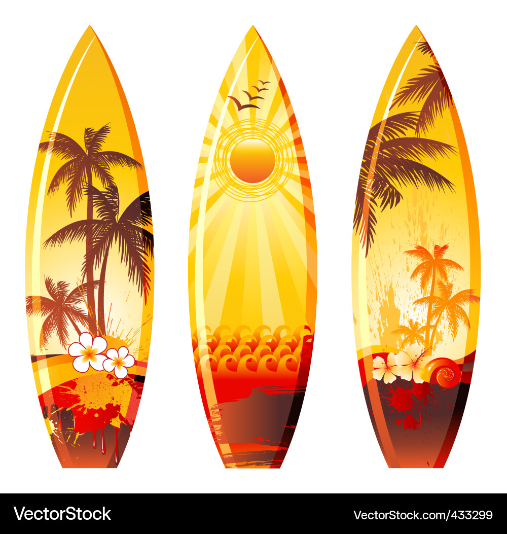 Tropical Surfboards Royalty Free Vector Image - VectorStock