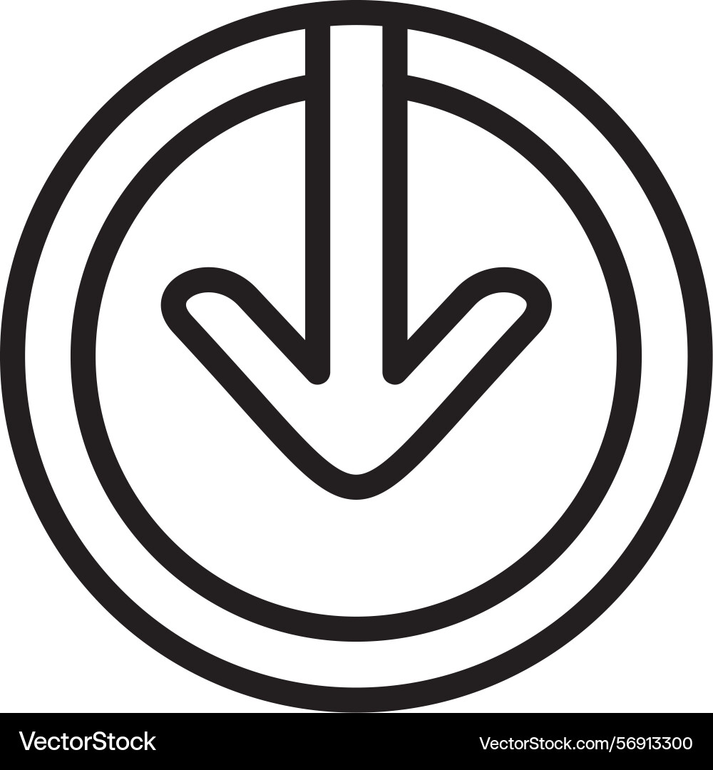 Arrow circle down linear style icon design Vector Image