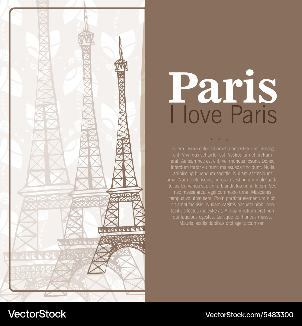 Card to the eiffel tower Vector Image