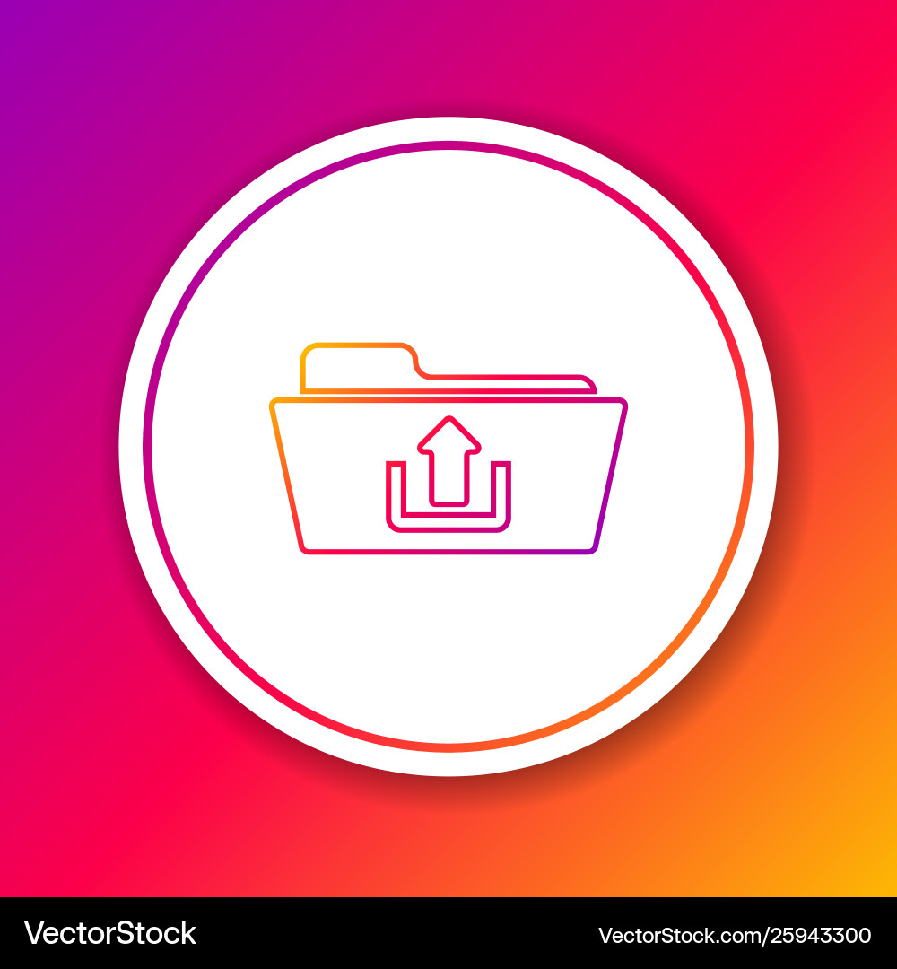 Color folder upload line icon isolated on Color folder upload line icon isolated on vector image