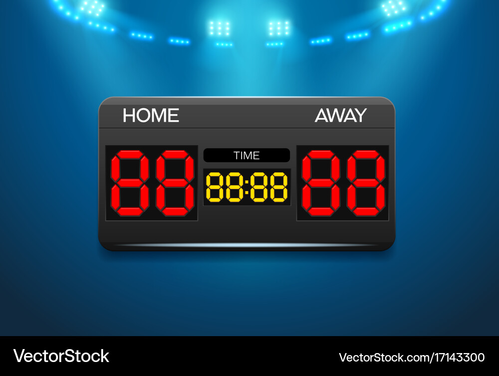 Digital Scoreboard with Time Display Vector Image