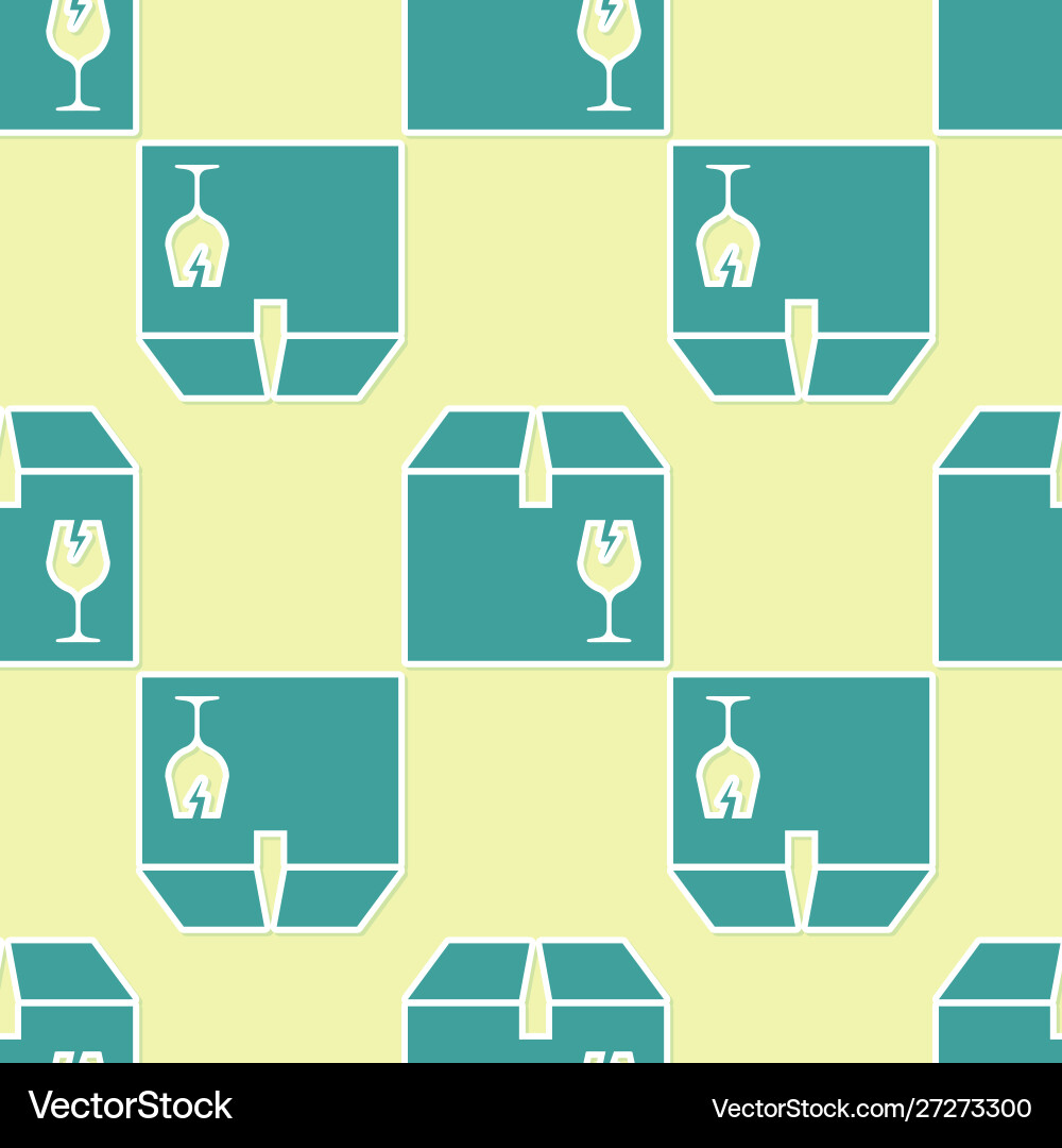 Green delivery package box with fragile content Vector Image