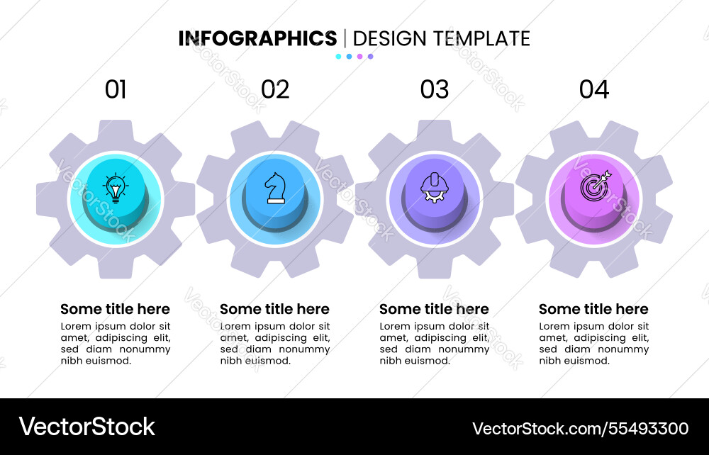 Infographics template gears with buttons and 4 Infographics template gears with buttons and 4 vector image