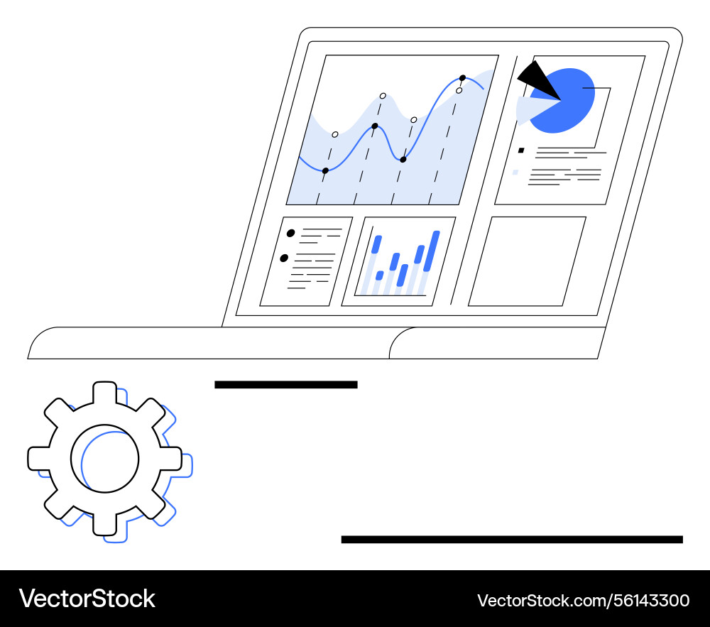 Laptop displaying data visualizations Laptop displaying data visualizations vector image