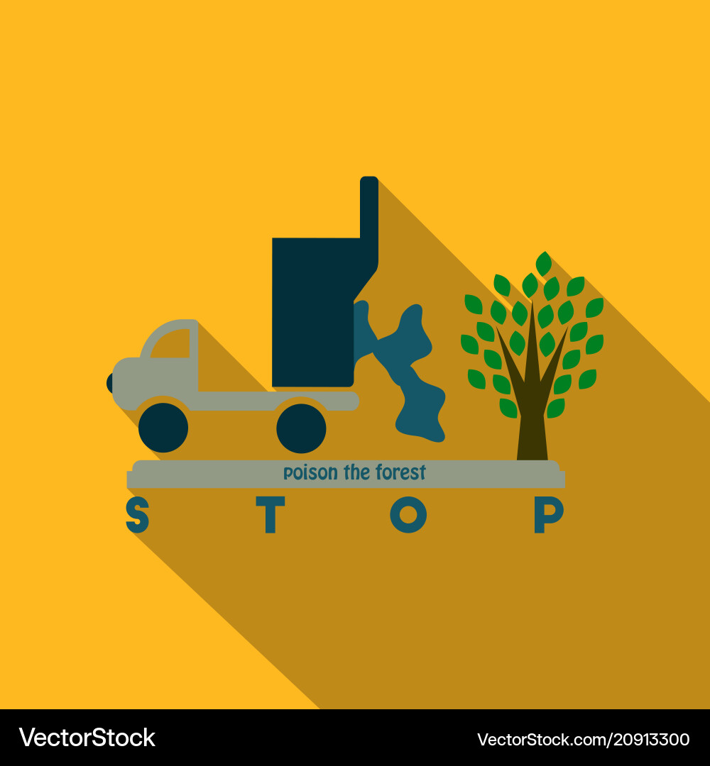 Machine throws rubbish under a tree text stop vector image