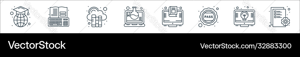 Online learning line icons linear set quality Online learning line icons linear set quality vector image