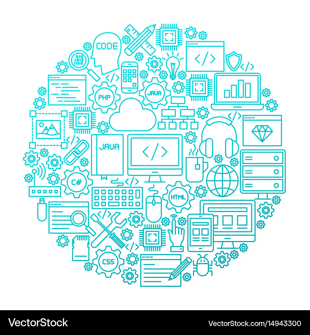 Programming line icon circle design Vector Image