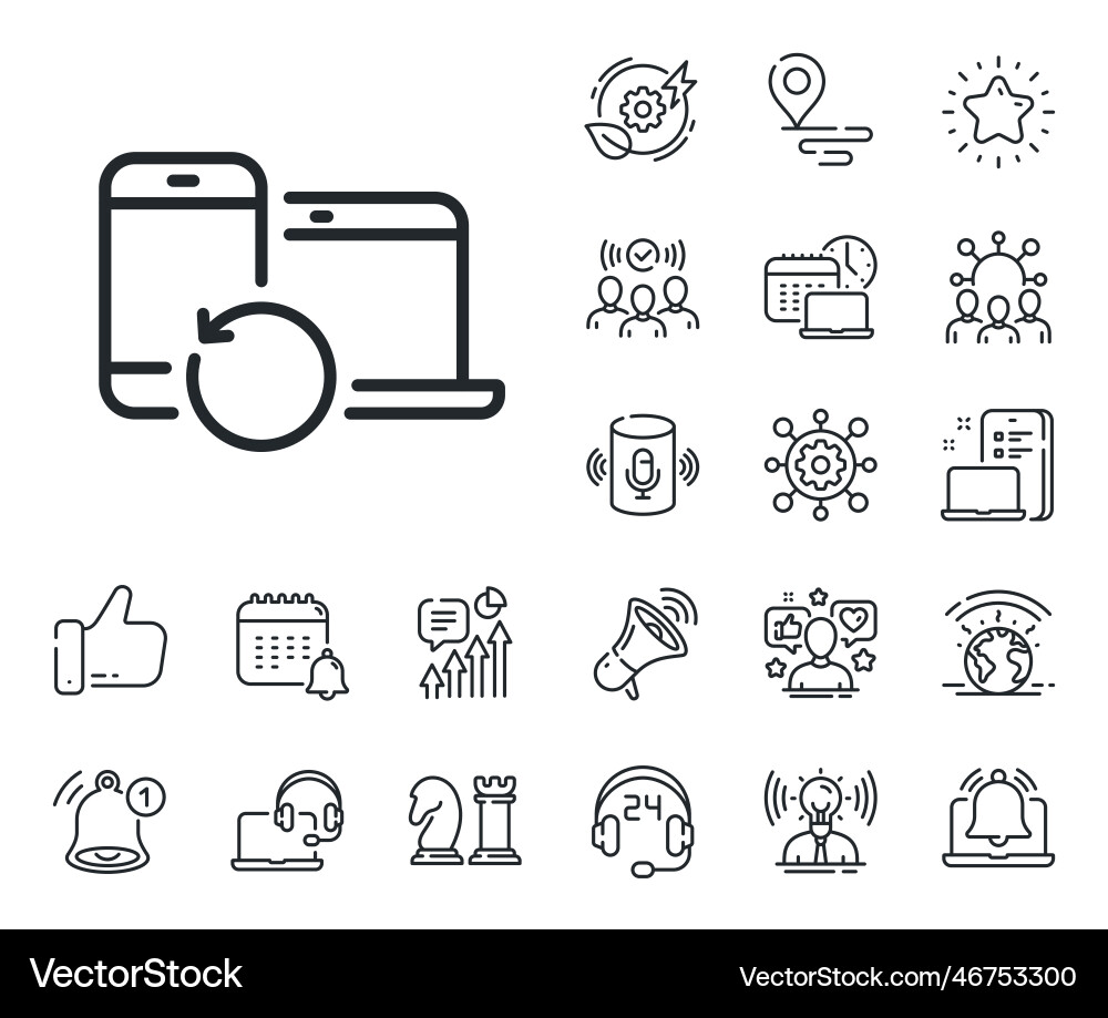 Recovery devices line icon backup data sign Vector Image