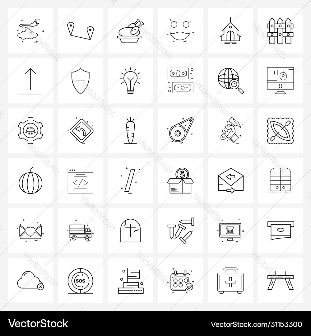 Set 36 simple line icons for web and print Vector Image