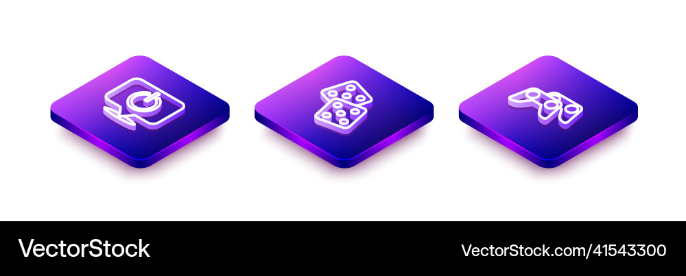 Set isometric line power button game dice Set isometric line power button game dice vector image