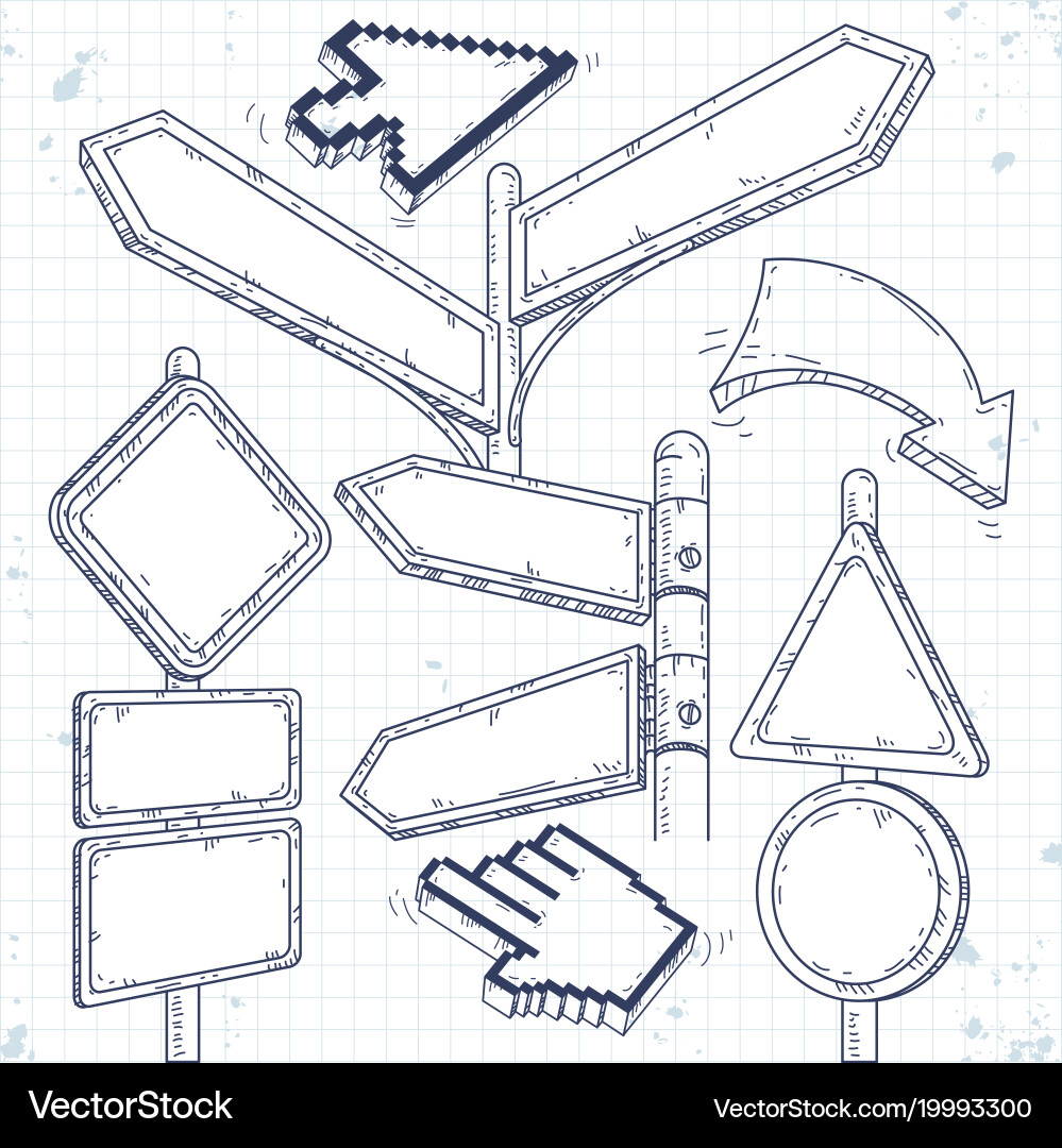 Set of empty pointers arrows and road signs vector image