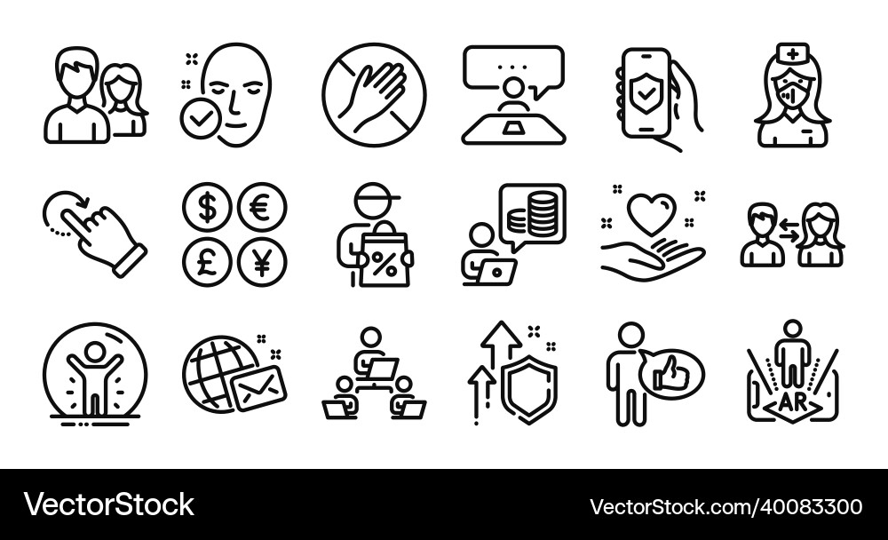 Teamwork dont touch and rotation gesture line Teamwork dont touch and rotation gesture line vector image