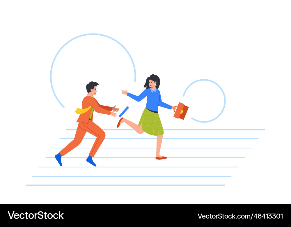 Business characters running in relay race passing Vector Image