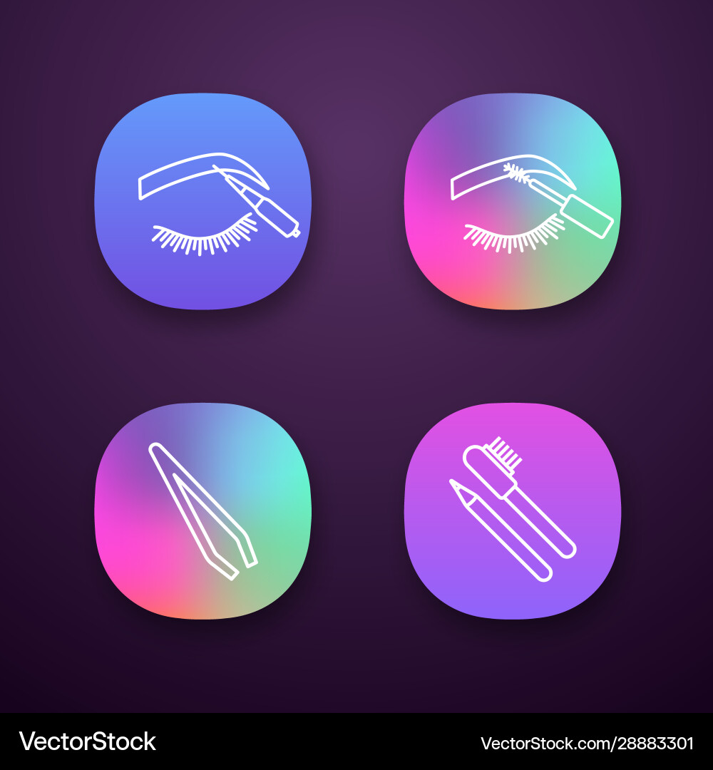 Eyebrows shaping app icons set Eyebrows shaping app icons set Vector Image