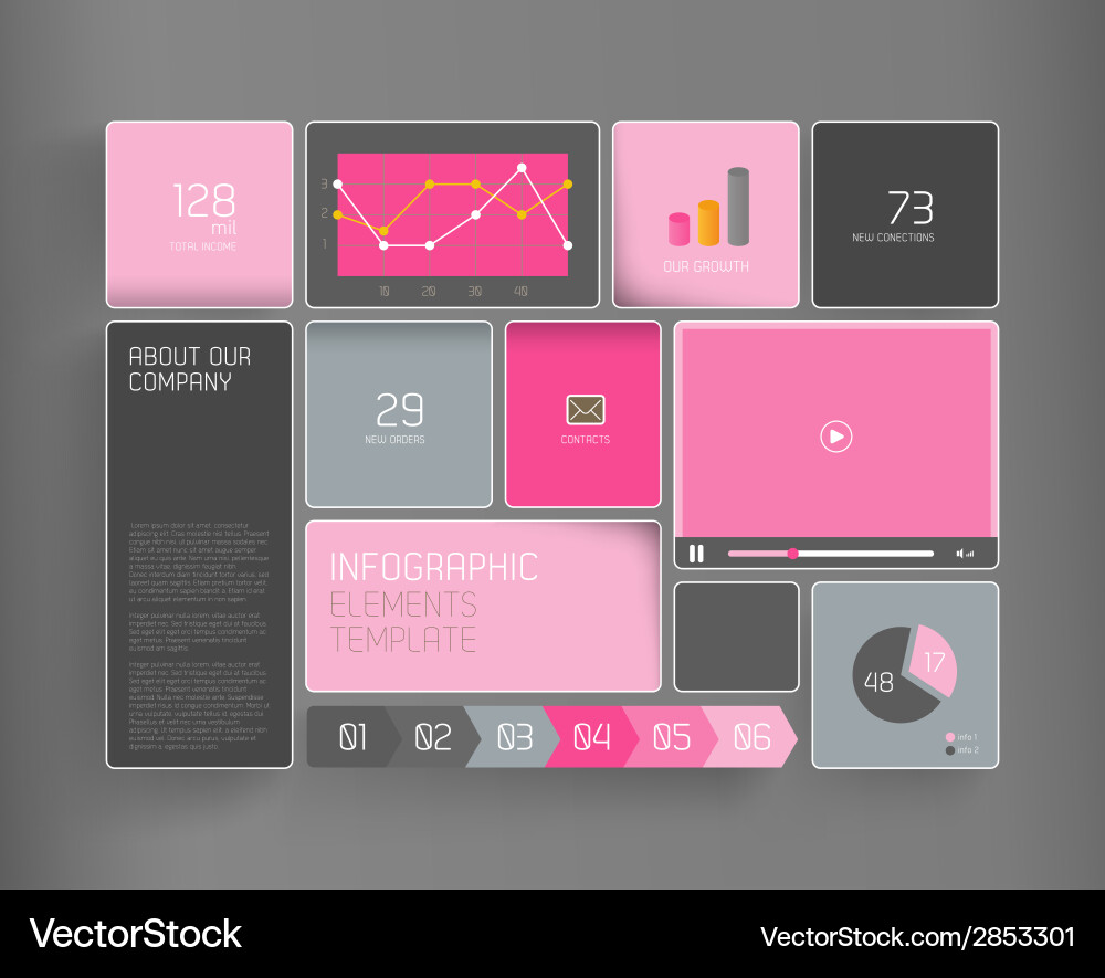 Flat design template with icons and symbols Vector Image