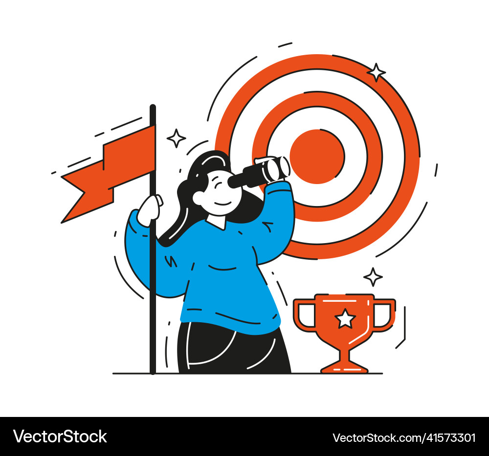 Frau mit Teleskop-Flag Frau mit Teleskop-Flag vektorbild