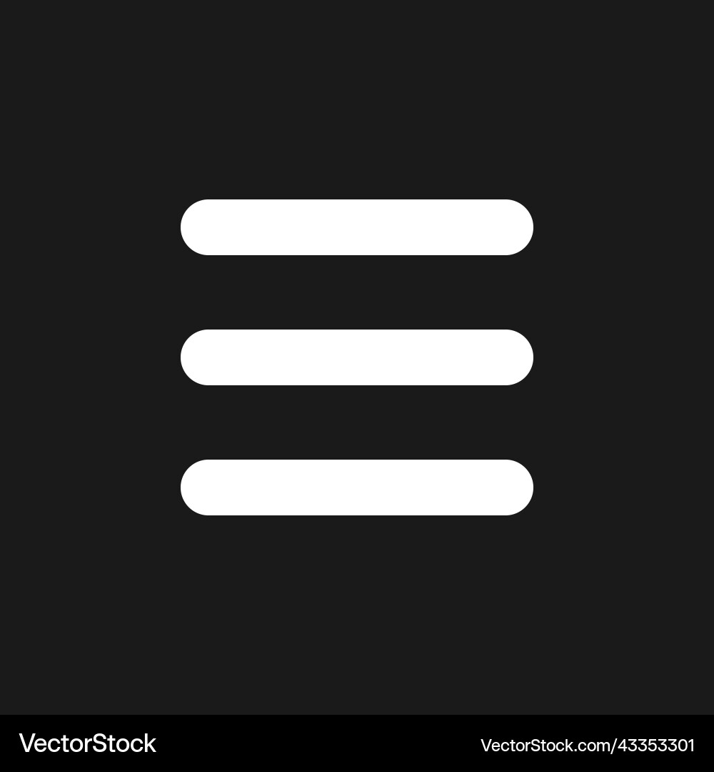 Hamburger like menu dark mode glyph ui icon Hamburger like menu dark mode glyph ui icon vector image