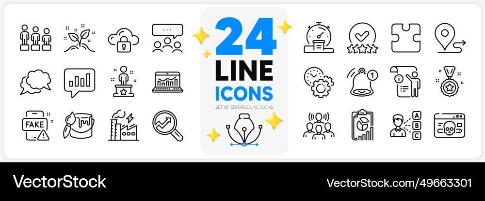 Icons set of chat message puzzle and analytics Icons set of chat message puzzle and analytics vector image
