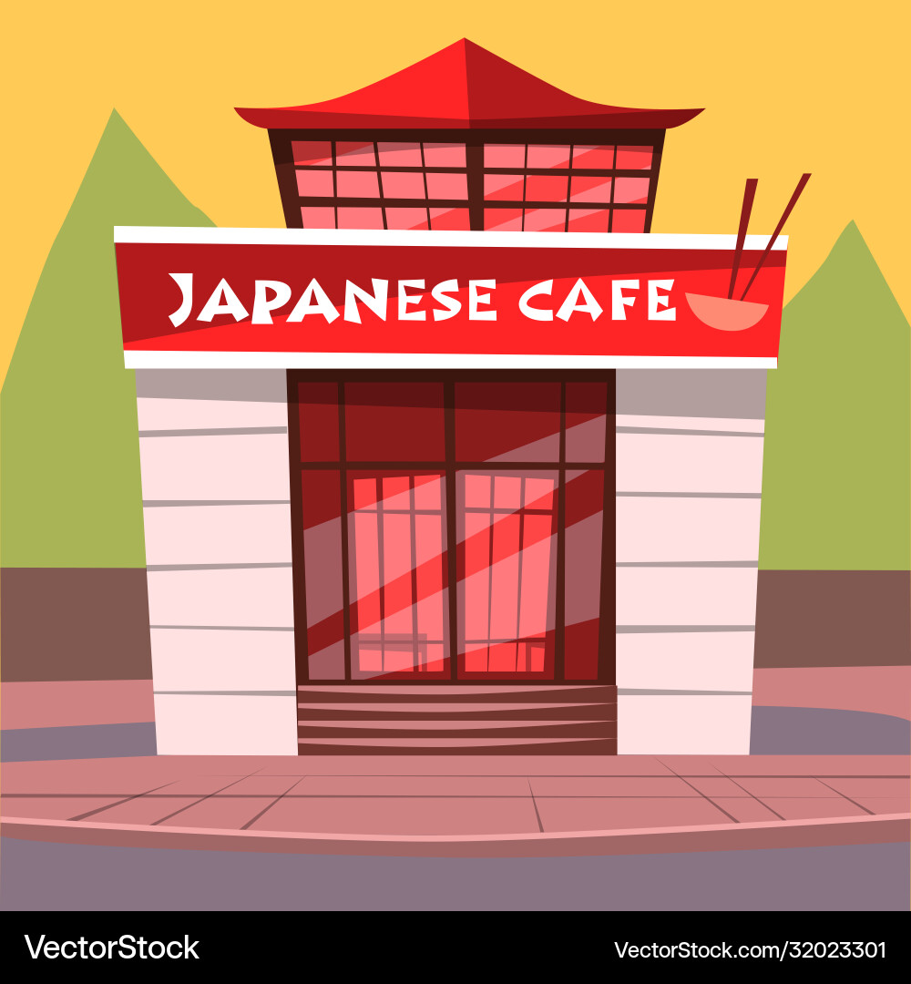 Japanse cafe japan restaurant on street city Japanse cafe japan restaurant on street city vector image
