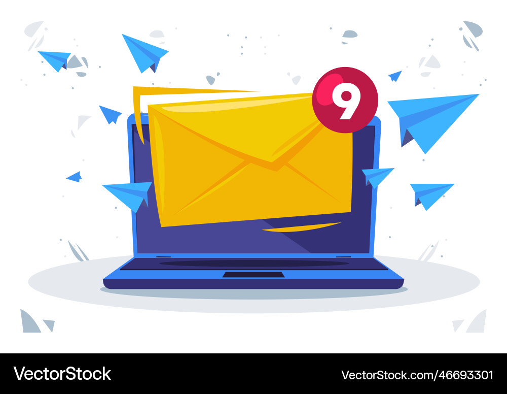 Letter with a notification of an email received Letter with a notification of an email received vector image