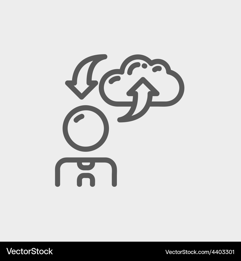 Man with cloud upload and download thin line icon vector image