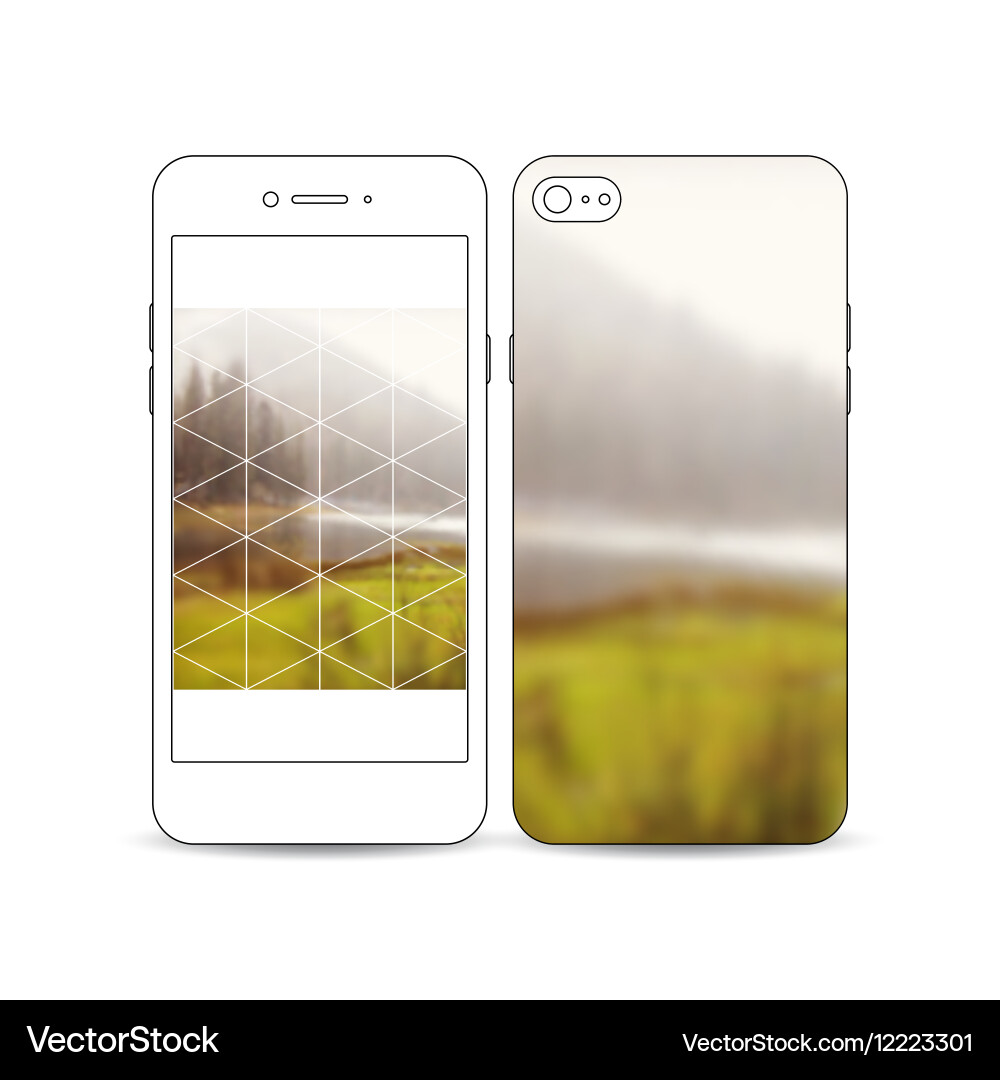 Mobile smartphone with an example of the screen vector image