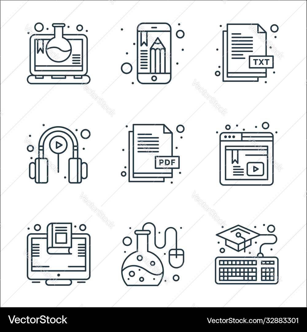 Online learning line icons linear set quality Vector Image