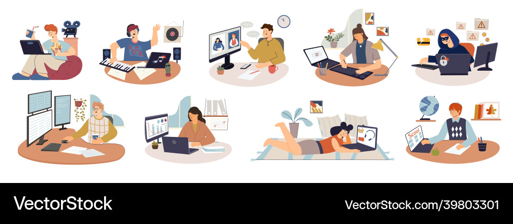 People with computers set People with computers set vector image