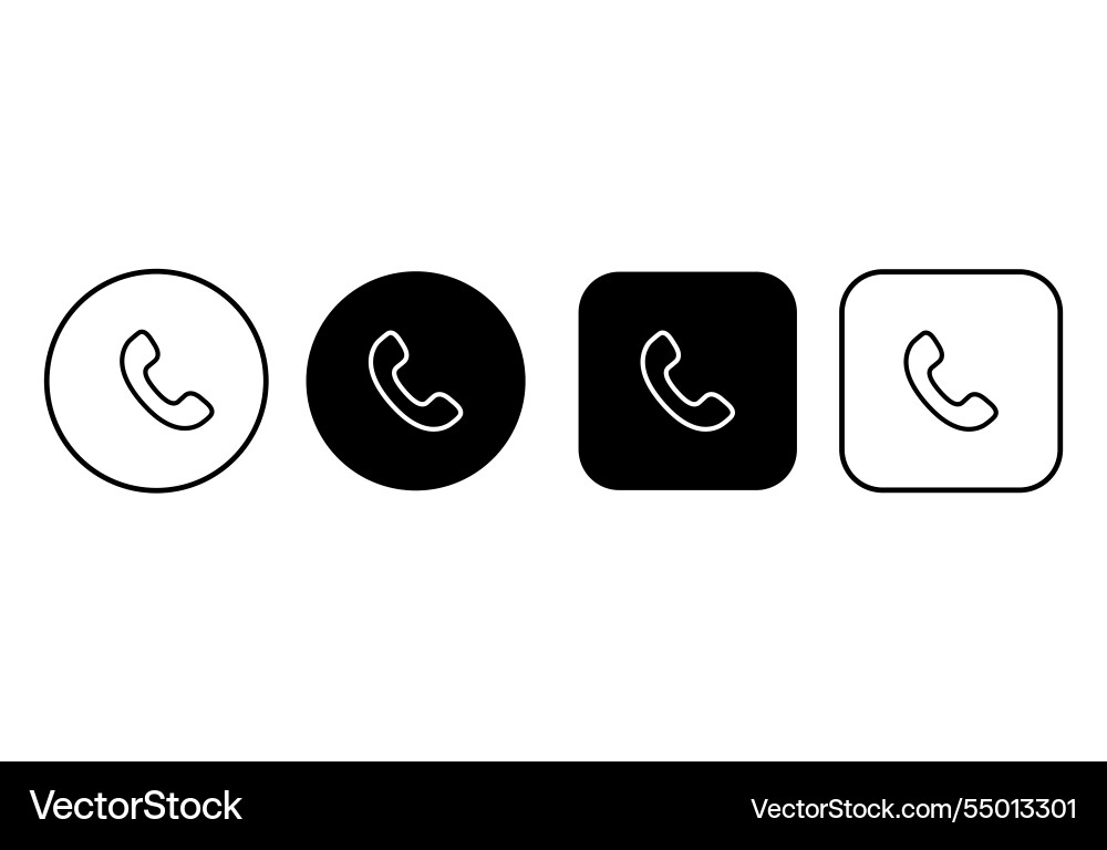 Phone outline icon set buttons contact Vector Image