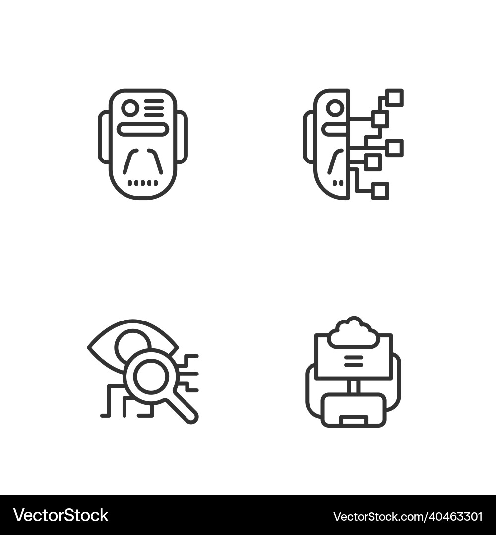 Set line cloud database eye scan artificial Set line cloud database eye scan artificial vector image