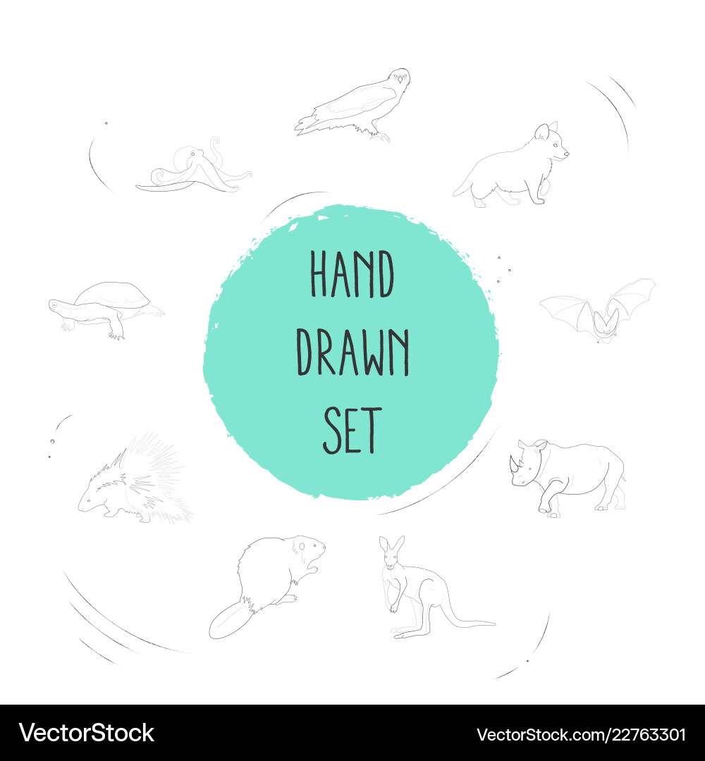 Set of alive icons line style symbols with octopus Vector Image